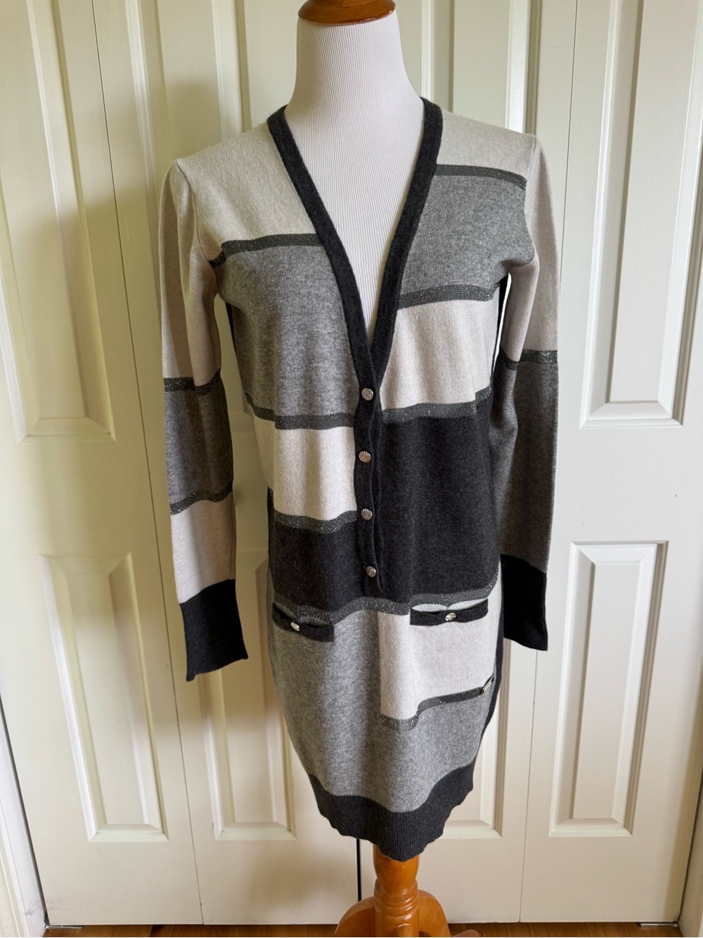 ANGELO MARANI Gray Wool Blend Long Sweater M EUC